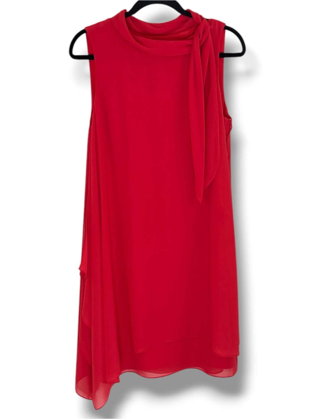 REISS Aries Tie Neck Dress Size 8 Cherry Red Layered Feminine NWT